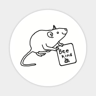 Purple Rat says Be Kind Line Drawing Magnet